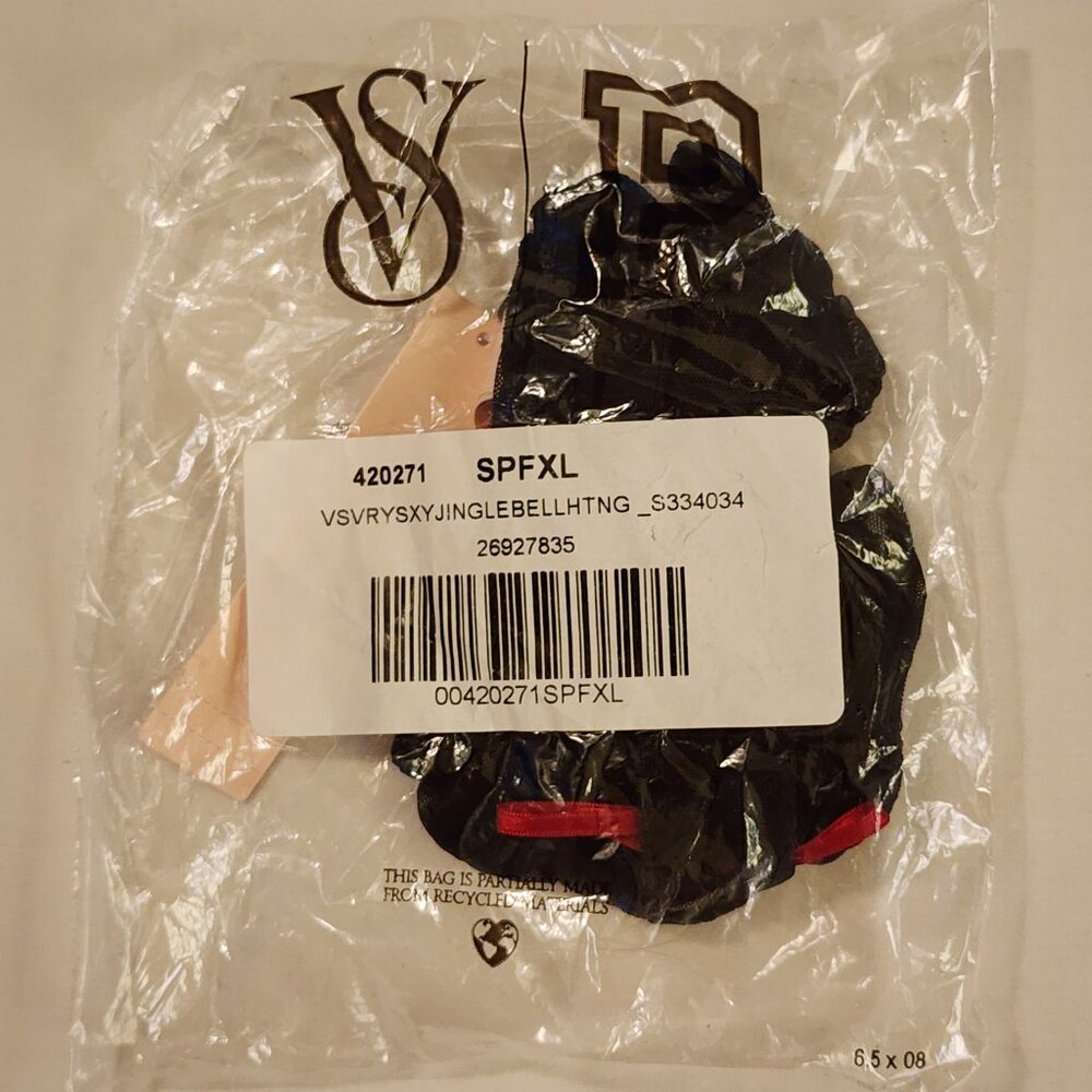 VS Very Sexy HOLIDAY Black Jingle Bells Mesh Thong Panty